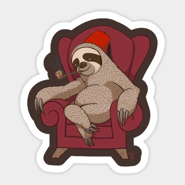 Sophisticated Sloth Sticker by cartoonowl